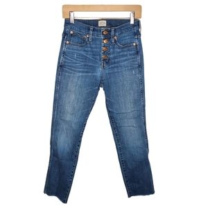 J. Crew 9" Vintage Straight Jean in Medium Wash with Exposed Button Fly 26